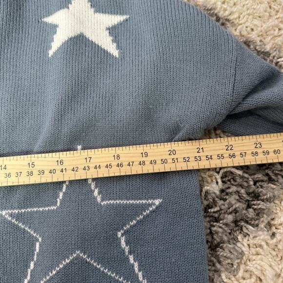 Moon And Madison Small Blue And White‎ Long Sleeve Round Neck Sweater with Stars - Picture 7 of 7